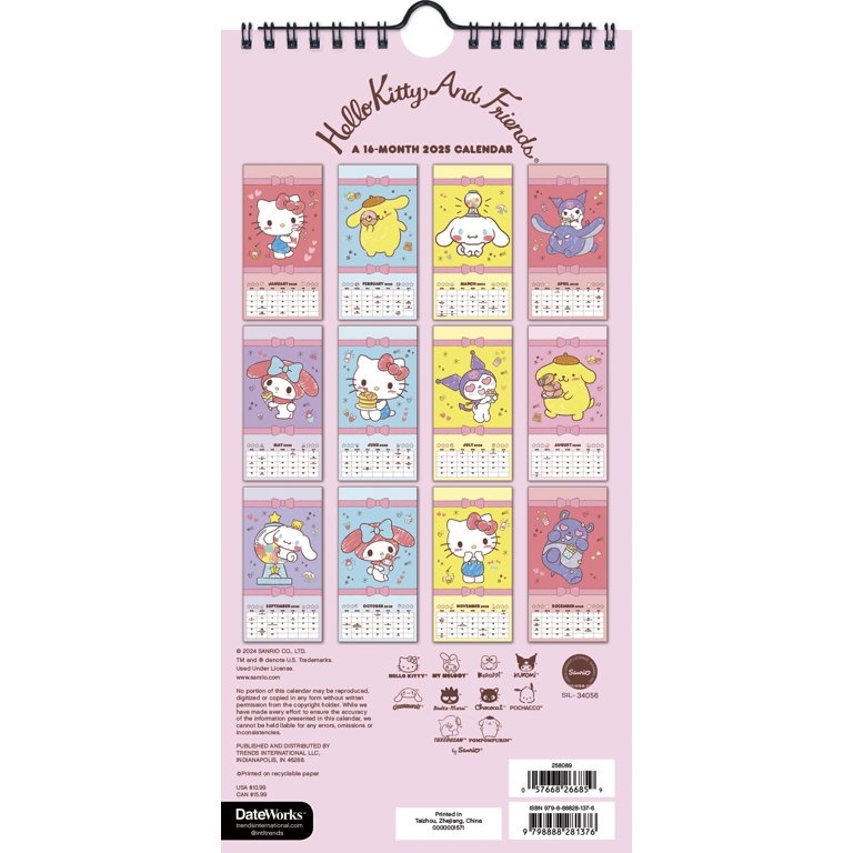 trends-international-2025-hello-kitty-friends-mini-poster-calendar-walmart-com