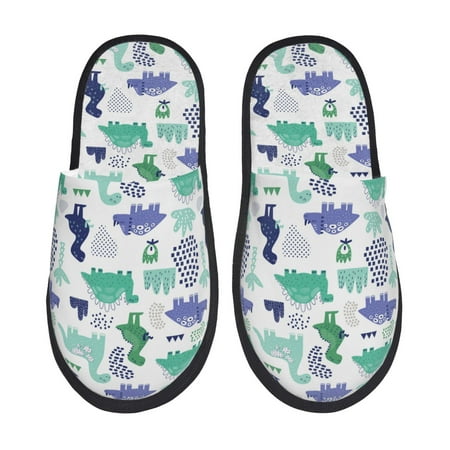 Balery Dinosaur Slient Indoor Furry Fleece Comfort House Shoes Soft Non-Slip Home Shoes Cotton slippers House Slippers-- Medium