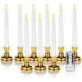 thumbnail image 1 of 7.9" Flameless Taper Candles with Candlesticks - Pack of 9, Battery Operated LED Window Candles with Remote and Timers, Warm White Flickering Light, Last for 150+ Hours, 1 of 5