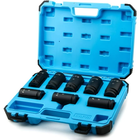 Capri Tools 3/4" Drive Deep Impact Socket Set, SAE, CrMo, 8 Pieces
