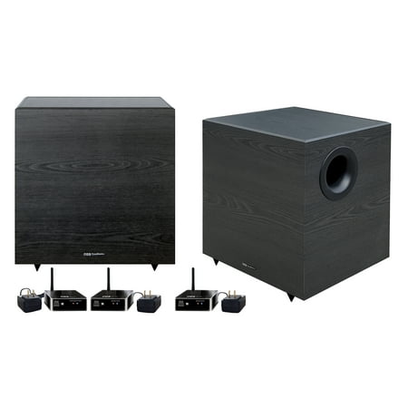 2 BIC America 12” V1220 430-Watt Down Firing Wireless Subwoofers-Compatible with 2.1, 5.1, 7.1, 9.1 and .2 Audio