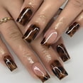 thumbnail image 1 of Uñas postizas adhesivas Thuoxde con punta francesa leopardo, 24 piezas, 1 of 7