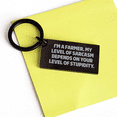 thumbnail image 3 of Farmer Gifts from Friends, Funny Keychain for Mom's Day, 'I'm A Farmer. My Level Of Sarcasm Depends On Your Level Of Stupidity.', 3 of 4