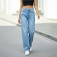 thumbnail image 3 of qucoqpe Women's Wide Leg Jeans Casual High Waisted Stretchy Baggy Straight Leg Denim Pants, 3 of 6