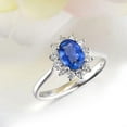 thumbnail image 2 of Flower Design Exquisite 8x6mm Oval Shape Blue Sapphire And Moissanite Diamond Engagement Ring in 10k White Gold, 2 of 5