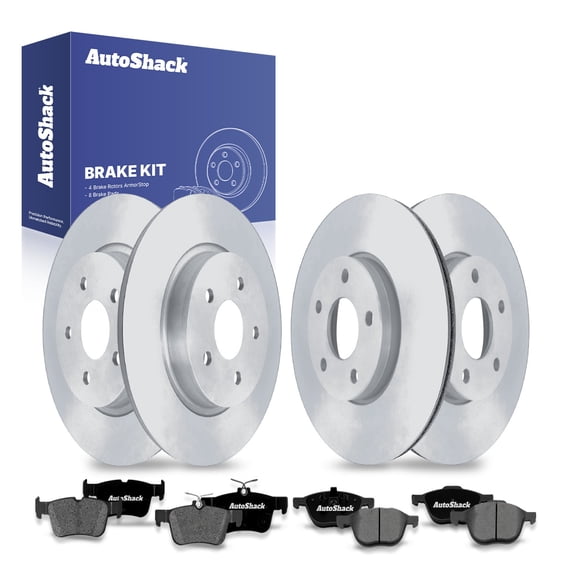 AutoShack Front Vented & Rear Solid Coated Brake Rotors   Premium Ceramic Brake Pads 12-PC Brake Kit Replacement for 2004-2011 Volvo S40 2012-2013 Volvo C30 ArmorStop