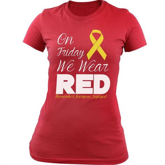 Women's On Friday We Wear RED Yellow Ribbon T-Shirt