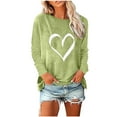 thumbnail image 2 of Women Cute Heart Graphic Shirts Long Sleeve Tops for Valentines Days Fashion Basic Tees Comfy Tunic, 2 of 5