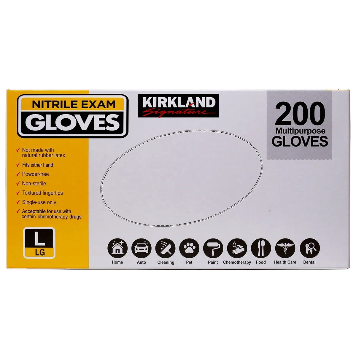 Kirkland Signature Nitrile Exam Gloves, Powder Free, Large (400 Count)