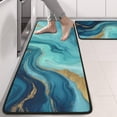 thumbnail image 2 of Kitchen Rugs Sets Of 2,Blue Marble Gold Wave Pattern Anti Fatigue Kitchen Mat Rugs Non Slip Washable,Decorative Kitchen Floor Mats for Kitchen,Sink,Laundry,17"x47"+17"x47", 2 of 5