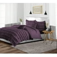thumbnail image 2 of CCNY 1000 TC 100% Egyptian Cotton Duvet Cover with 2 Matching Pillowcases Oversized Queen Size Multi Ruffle Pattern, Zipper Closure, Corner Ties (PLum), 2 of 7