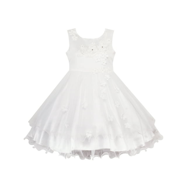 Robe de Demoiselle d'Honneur Blanche pour Filles 6 Ans