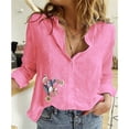 thumbnail image 4 of Jxximdong Button Up Shirts Women Women's Button Up Shirts V Neck Casual Long Sleeve Loose Shirt Tops Pink Spring Tops XXXXL, 4 of 4