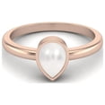 thumbnail image 1 of 0.60 Cts Pear Shape Pearl 925 Sterling Silver Rose Vermeil Solitaire Stackable Engagement Ring For Women, 1 of 3