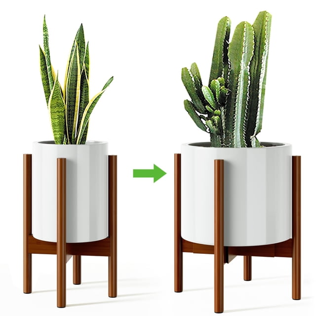 Soporte para plantas MUDEELA ajustable de bambú, 37 cm de ancho