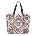 thumbnail image 2 of Kabyle Pottery Berber Motifs Canvas Shopping Bags Portable Large Capacity Groceries Morocco Africa Geometric Tote Shopper Bags, 2 of 7