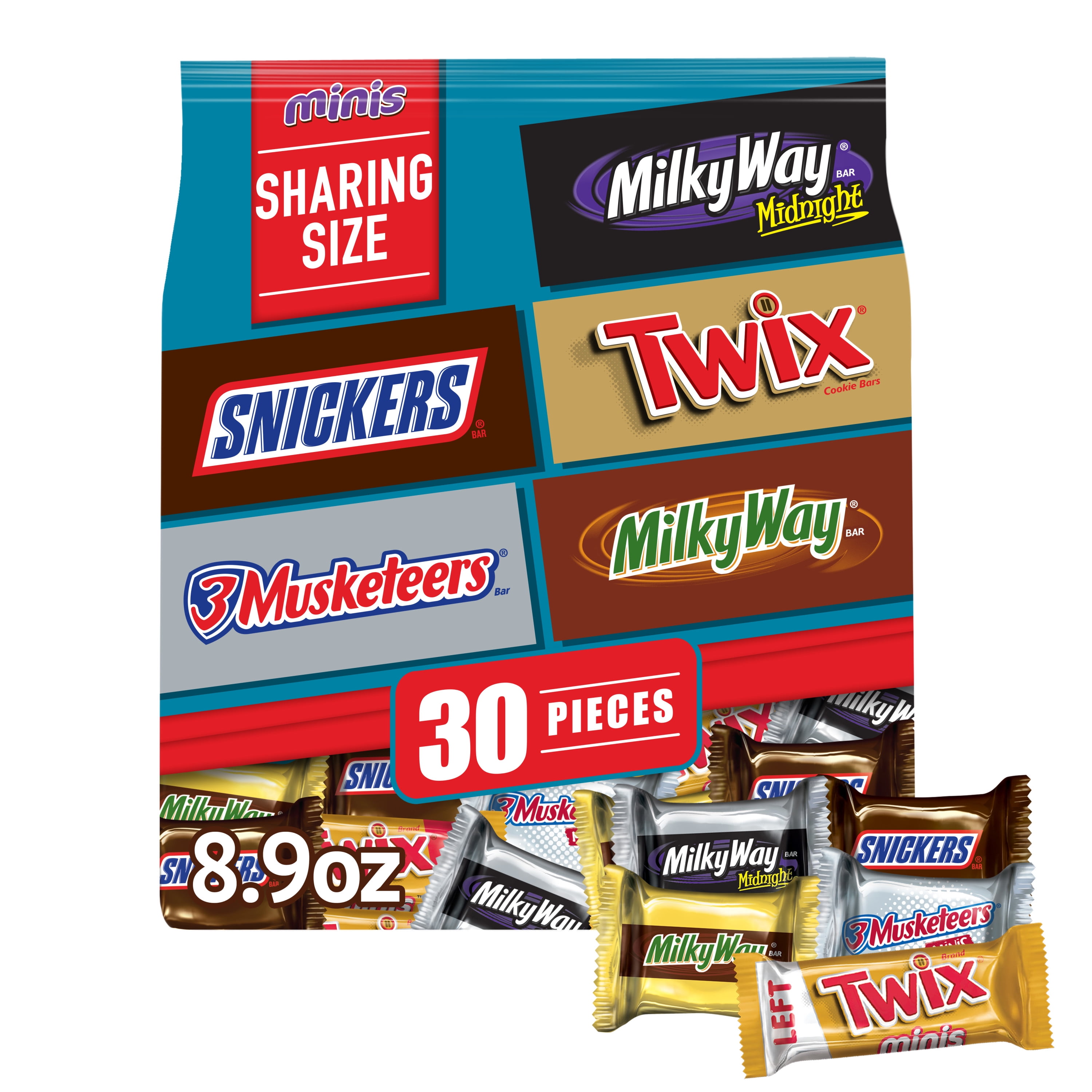 Snickers, Twix, Milk Way & 3 Musketeers Milk & Dark Chocolates - 30 Ct