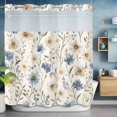 thumbnail image 6 of Spring off No Hooks Shower Curtain with Snap-in Liner White Lake Blue Flower Grey Leaves Vintage Shower Curtains for Bathroom, Waterproof, Easy Install, Washable 72"x72", 6 of 9