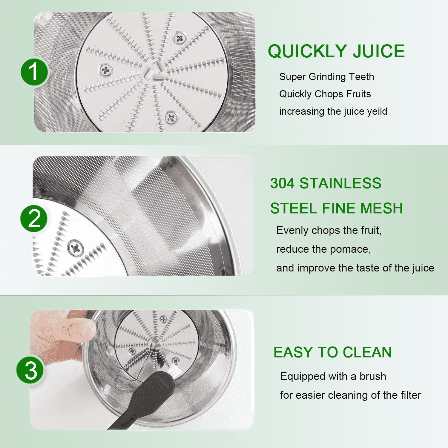 Juilist Centrifugal Juicer Machine with 3'' Wide Mouth, 2 Speeds, 400 Watts, Anti-Drip