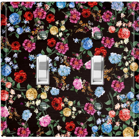 Metal Light Switch Plate Outlet Cover Colorful Floral Garden Wallpaper ROS034