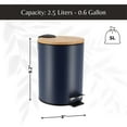 thumbnail image 3 of Navy Blue Trash Can with Bamboo Lid and Pedal, 2.5L Capacity, 3 of 7