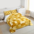 thumbnail image 3 of Homewish Adult Stripe Abstract Bedding Comforter Set, Modern Fashion Buffalo Twin Comforter Sets, Yellow Square Rectangle Reversible Bedding Set, Ultra Soft Bedroom Decor, 2pcs, 3 of 8