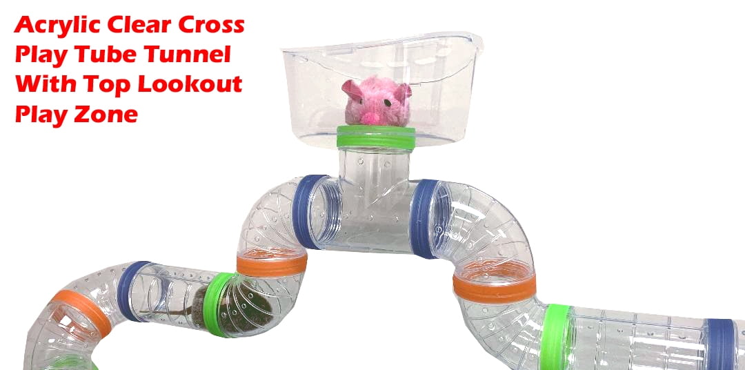 Large 5-Level Acrylic Hamster Palace With Top Story Play Zone Mouse Habitat Home Small Animal Critter Cage Set of Accessories Crossover Tube Tunnel Rodent Gerbil Mice