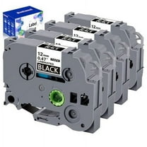 Joatuxul Label Tape 12mm×8m 4PCS Compatible with Brother TZe-231 for P-Touch PT-D210 White on Black