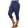 thumbnail image 3 of Feimerou Capri Pants for Women Casual Summer Plus Size Capri Leggings Soft Stretch Comfy Cute High Waisted Tummy Control Capris, 3 of 9