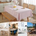 thumbnail image 5 of Pink Rustic Table Cloth, Rectangle Textured Cotton Linen Fabric Tablecloth with Tassel, Valentines Day Farmhouse Table Cover Embroidery Stripe Tablecloths for Kitchen Dinning Party, 140*180c, 5 of 5