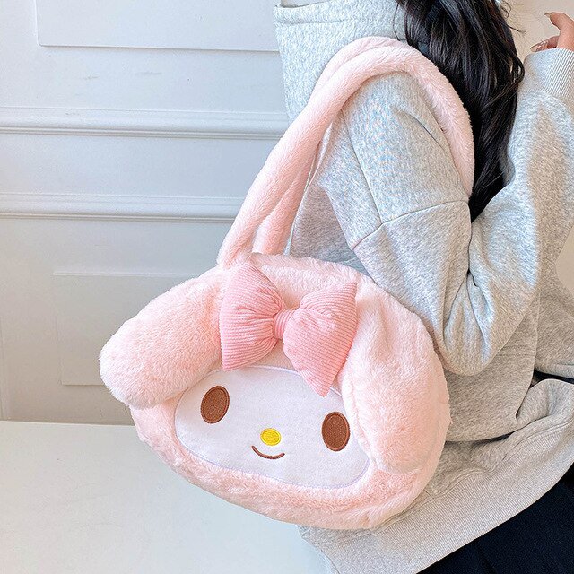 Bolso de mano Kawaii Sanrio Hello Kitty Kuromi, Cartera de felpa, Melody Cinnamoroll Pocketbook, mochila de peluche suave, juguetes para niñas