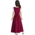 thumbnail image 2 of inhzoy Renaissance Dress for Girls Medieval Princess Costume Retro Lace-up Maxi Dress Halloween Dress up Short-sleeve-Burgundy-A 6, 2 of 7