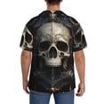 thumbnail image 3 of Fotbe Gold Pattern Skull Camisa Estampada de Manga Corta para Hombre, Casual de Verano, Estilo Playero, Sin Arrugas-4X-Large, 3 of 5