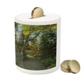 thumbnail image 3 of Landscape Piggy Bank, National Park in Cape Breton Highlands Canada Forest Path Trees Tranquility Photo, Ceramic Coin Bank Money Box for Cash Saving, 3.6" X 3.2", Blue Green, by Ambesonne, 3 of 4