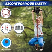 Haosegd 180FT Zip Line Kit for Kids Adults: Up to 400 LBS Trolley,Quick Tighten Zipline Kits for Outdoor Backyard