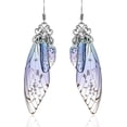 thumbnail image 1 of Butterfly Wing Drop Dangle Earrings Gold Plated Crystal Rhinestone for Women Girls Wedding Jewelry, Blue Silver Foil, 1 of 6