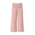 thumbnail image 5 of qolati Girls Yoga Pants Fold Over Low Waist Wide Leg Sweatpants Flare Leggings Bell Bottoms Y2k Lounge Trousers 5-14 Years Pink, 5 of 7