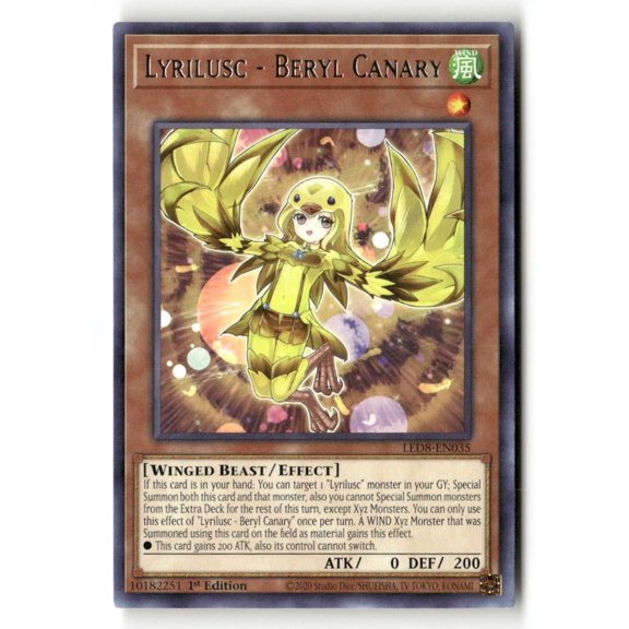 Collectible Yu-Gi-Oh Legendary Duelists Synchro Storm Lyrilusc Beryl Canary Rare LED8-EN035 LP English 2021