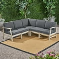 thumbnail image 2 of Danielle Outdoor 5 Piece Acacia Wood Sectional Sofa Set, Light Gray and Dark Gray, 2 of 15