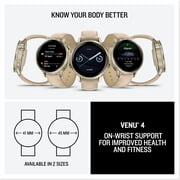 Garmin Venu 4, 41mm, Advanced Fitness and Multisport GPS Smartwatch, 1.2 AMOLED Display, Built-in Flashlight, 10 Days of Battery Life, Lunar Gold with Light Sand Leather Band