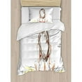 thumbnail image 3 of Fashion House Decor King Size Duvet Cover Set, Sketch of a Beautiful Girl on Beach Summer Holiday on Sand Sunbathing, Decorative 3 Piece Bedding Set with 2 Pillow Shams, Yellow White, by Ambesonne, 3 of 3