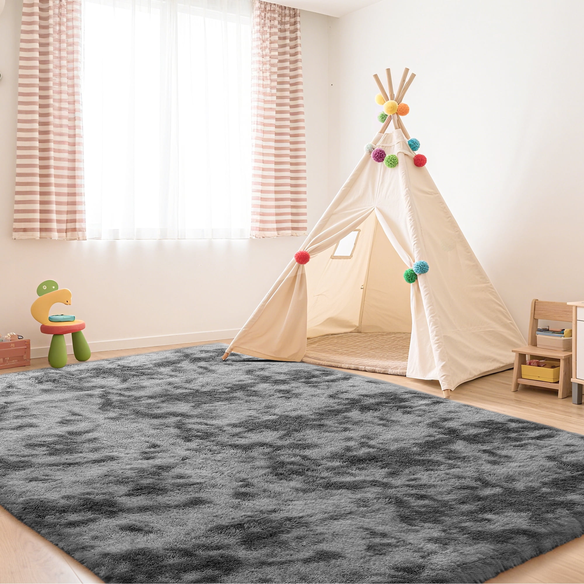 CozyDesg 5ft x 8ft Area Rugs, Soft Fluffy Area Rugs Floor Mat Floor Rugs for Living Room Bedroom Modern Decor Carpet, Dark Gray