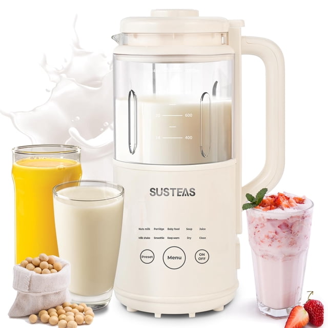 SUSTEAS 10 in 1 Nut Milk Maker Machine, 34oz Soy Milk Maker for Almond/Oat/Soy Milk, Juice, Milkshake, Rice Paste, No Filtering Needed, Almond Cow Mi