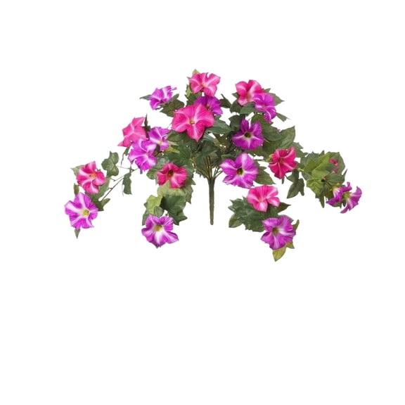25.5in Artificial Petunia Flowers, UV Resistant Silk Plants for Outdoor Garden Porch, Realistic Faux Floral Decor for Window Box Hanging Basket, Hot Pink