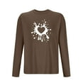 thumbnail image 4 of BiZtdJrK Long Sleeve T Shirts for Men Funny Heart Print Crew Neck Valentine's Day Tee Tops Loose Fit Casual Spring Tees Brown M, 4 of 5
