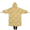 thumbnail image 2 of Oversized Wearable Blanket Hoodie,Yellow Cartoon Unicorn Pattern Sherpa Blanket Hoodie with Super Pockets,Super Warm Fuzzy Pullover for Women & Men, 2 of 6