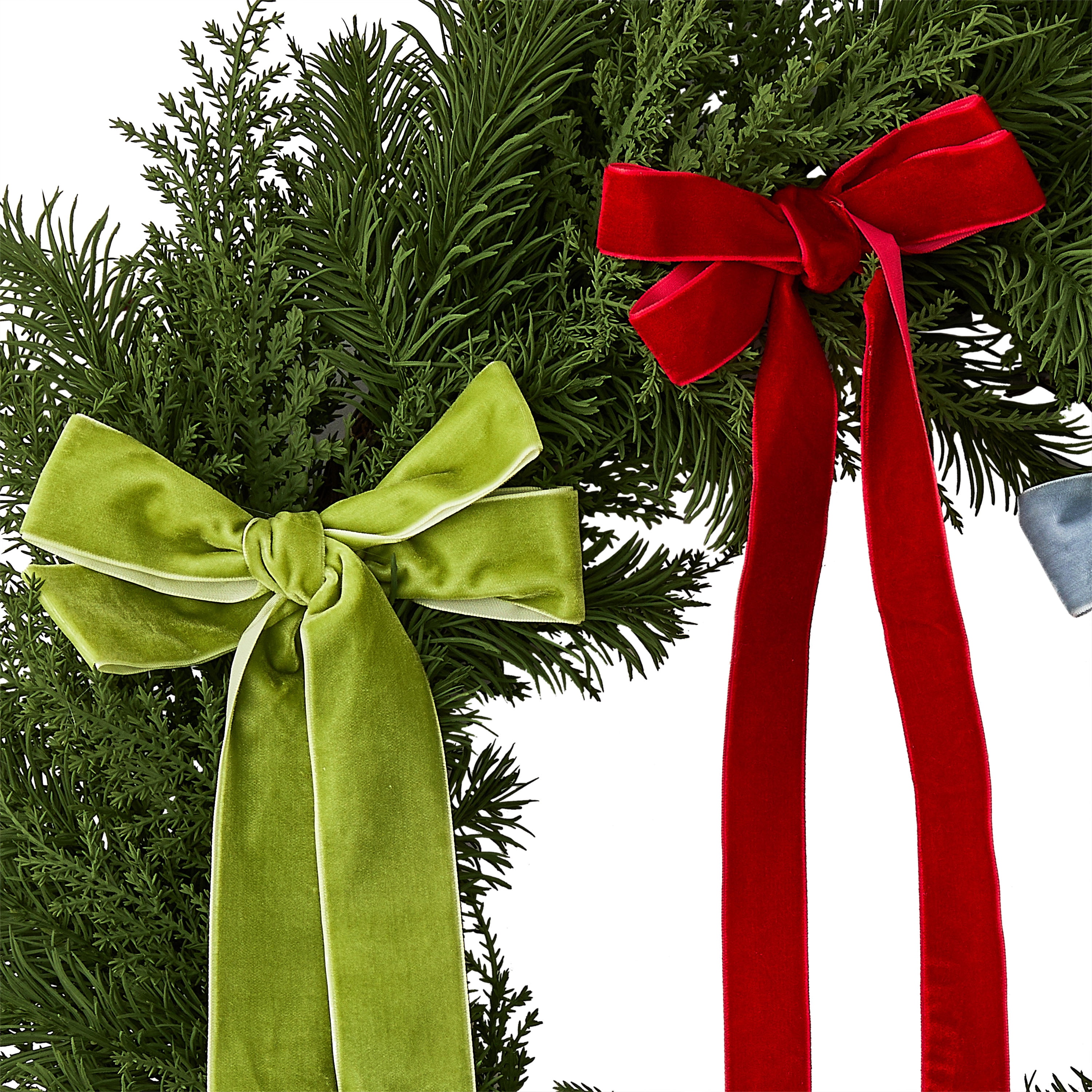 Greenery Christmas Wreath with Bows, Multicolor, 24", by Holiday Time
