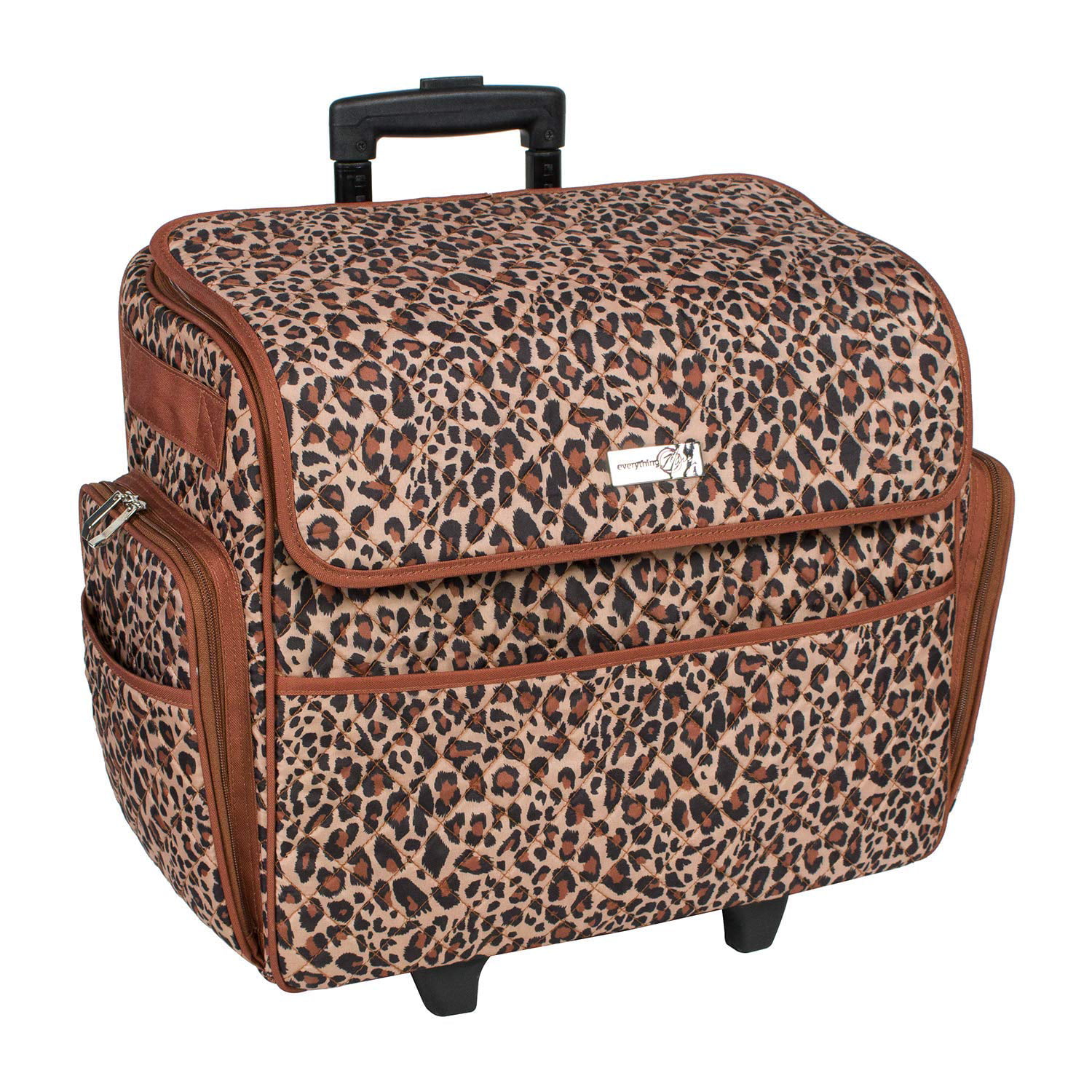 Deluxe Quilted Cheetah Print Rolling Sewing Machine & Supplies Storage ...