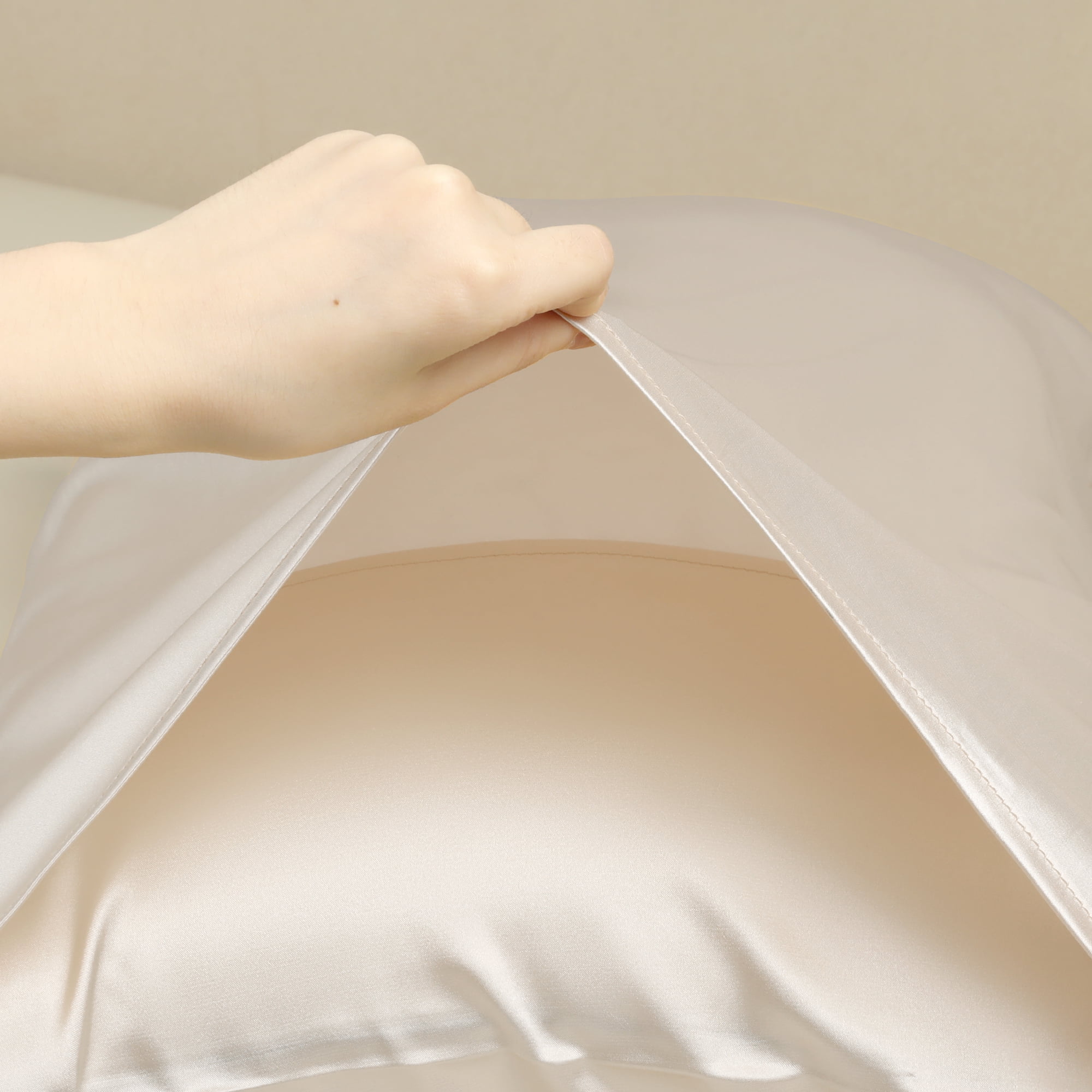 Unique Bargains Pillow Case with Envelope Pillowcases with Eye Mask, Hair Band Champagne