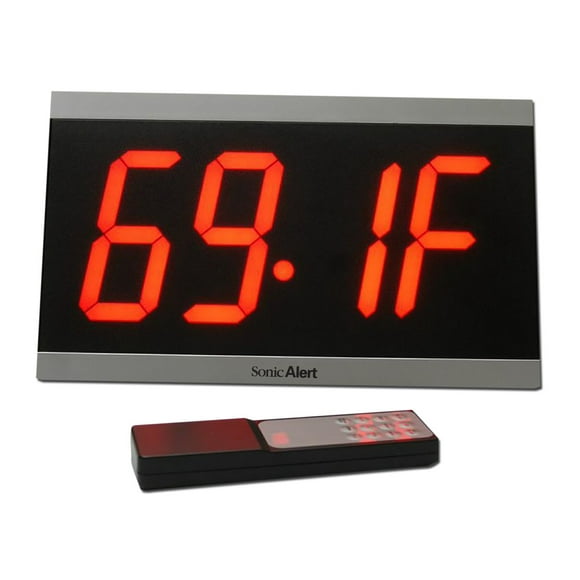 Clock Sonic Alert, pantalla grande, control remoto máximo, alarma dual